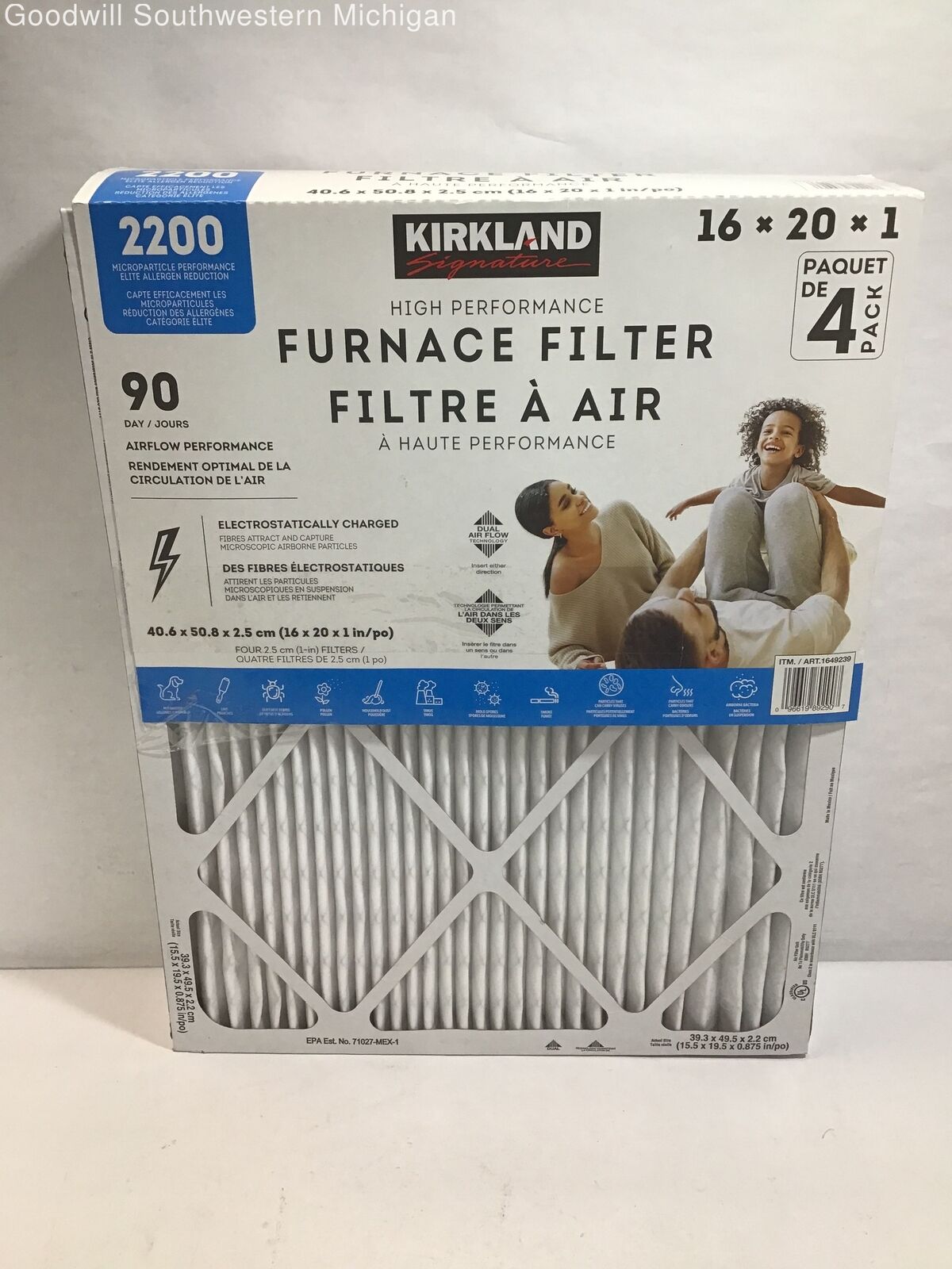 Kirkland Signature 2200 High Performance Furnace Filters 16x20x1 4 Pac