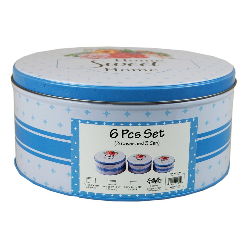 Botes redondos de hojalata en cuatro