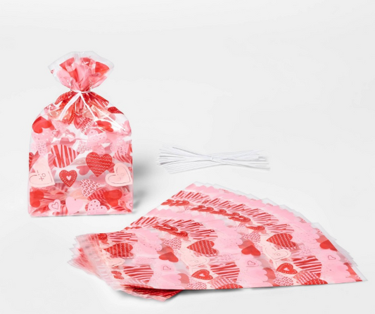 20ct Cellophane Heart Prin